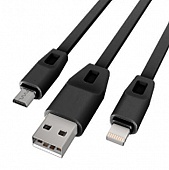 Кабель Drobak круглый USB 2.0-micro USB/Lightning 1,0м 2А (DR-1622) Black