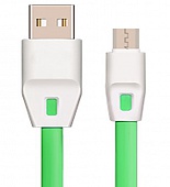 Кабель Drobak плоский USB 2.0-micro USB 1,0м 2А (DR-1624) Green