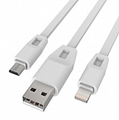 Кабель Drobak круглый USB 2.0-micro USB/Lightning 1,0м 2А (DR-1622) White