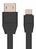 Кабель Drobak плоский USB 2.0-micro USB 1,0м 2А (DR-1624) Black
