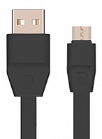 Кабель Drobak плоский USB 2.0-micro USB 1,0м 2А (DR-1624) Black