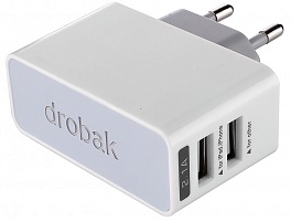 Сетевое зарядное устройство Drobak Power Dual 220V-USB (White/Grey)
